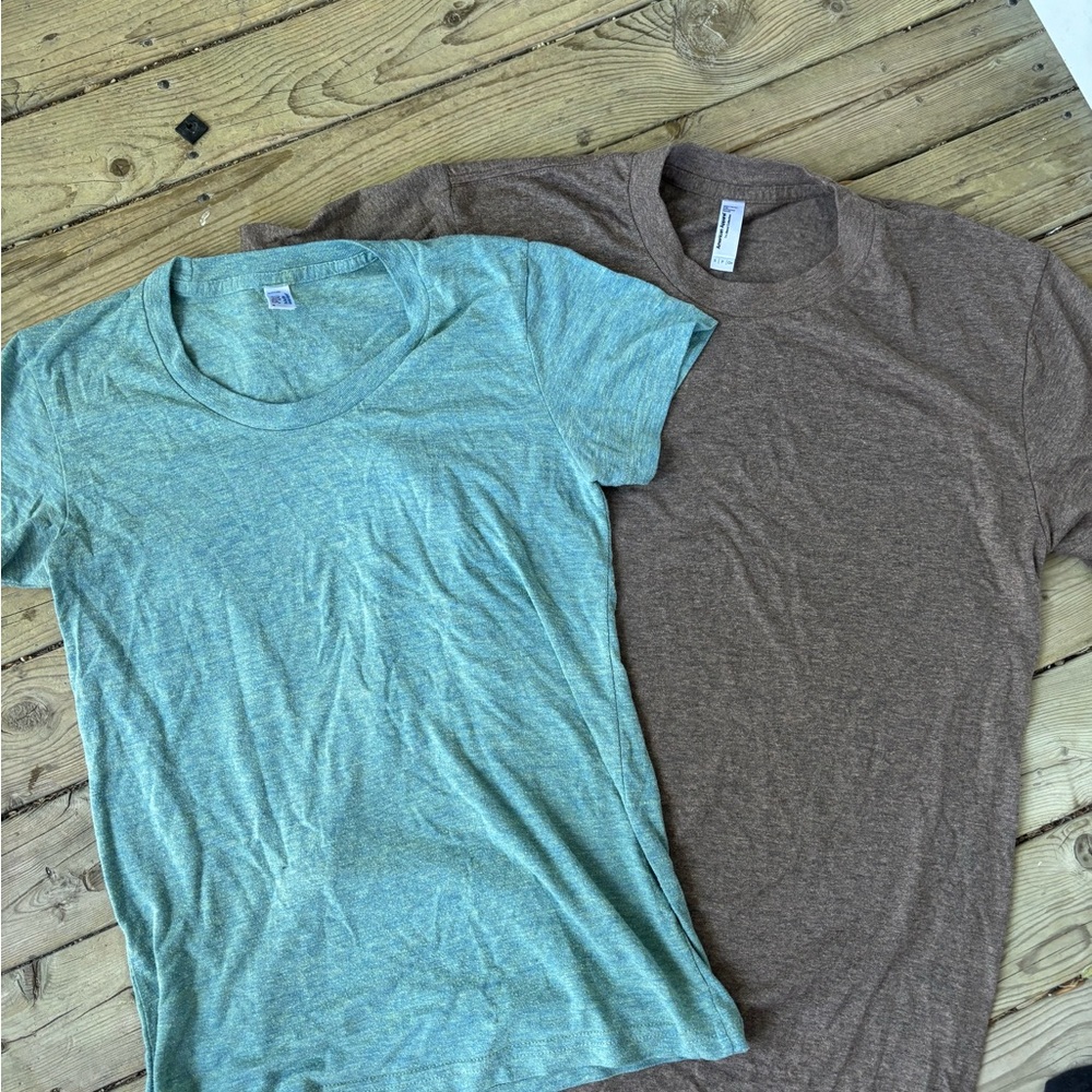 American Apparel heathered brown and green shirts